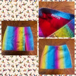 Ordinary People Italy Multicolor Rainbow Leather Skirt 26Wx14L